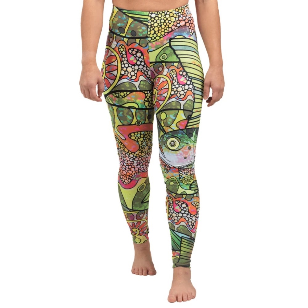 Women's Fishe Wear Troutrageous Rainbow Signature Leggings, Medium, NWOT